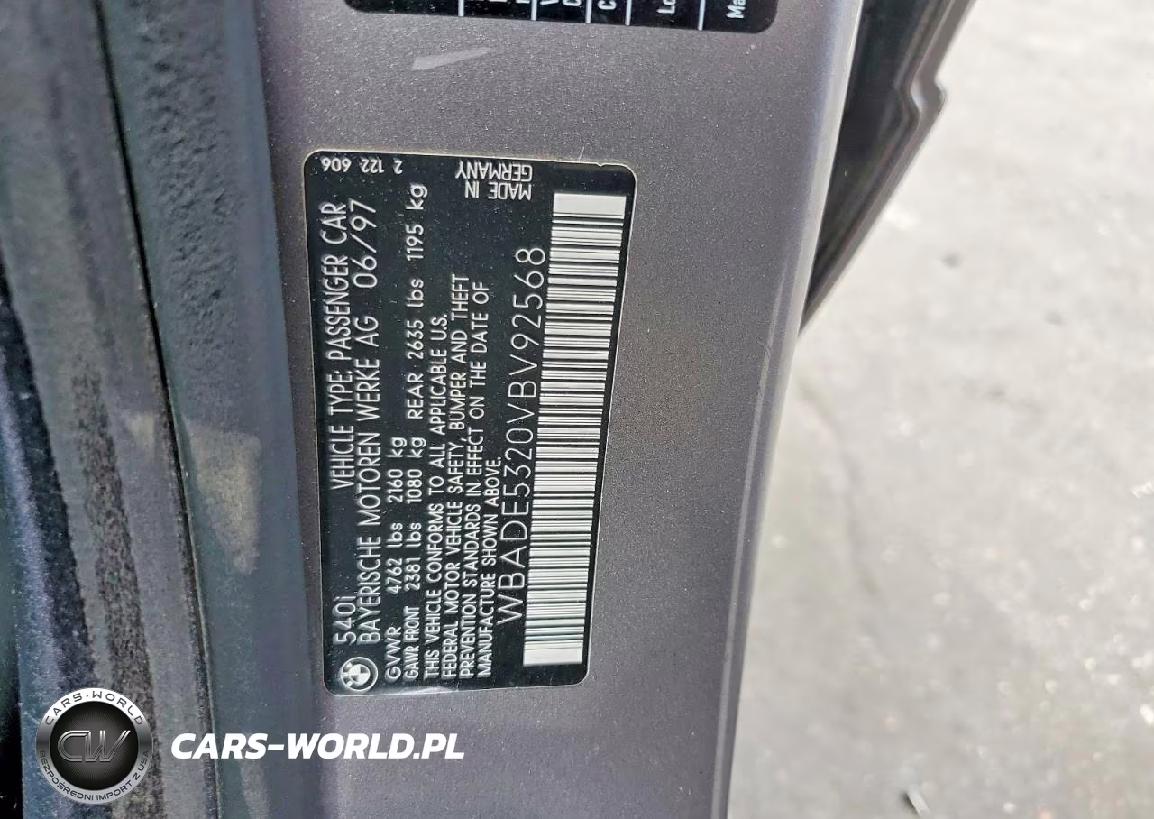1997 BMW 540 I VIN:WBADE5320VBV92568 - 12
