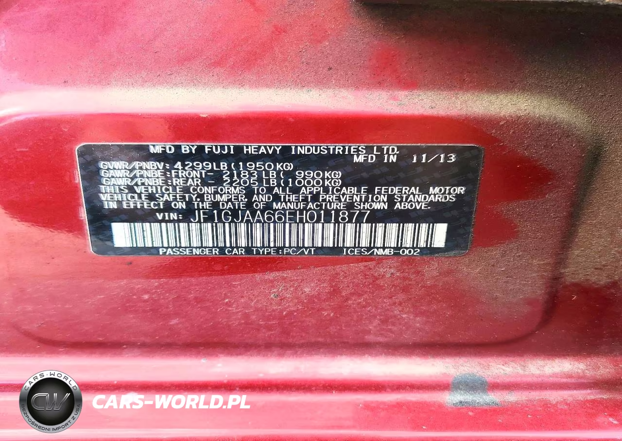 2014 Subaru Impreza VIN:JF1GJAA66EH011877 - 13