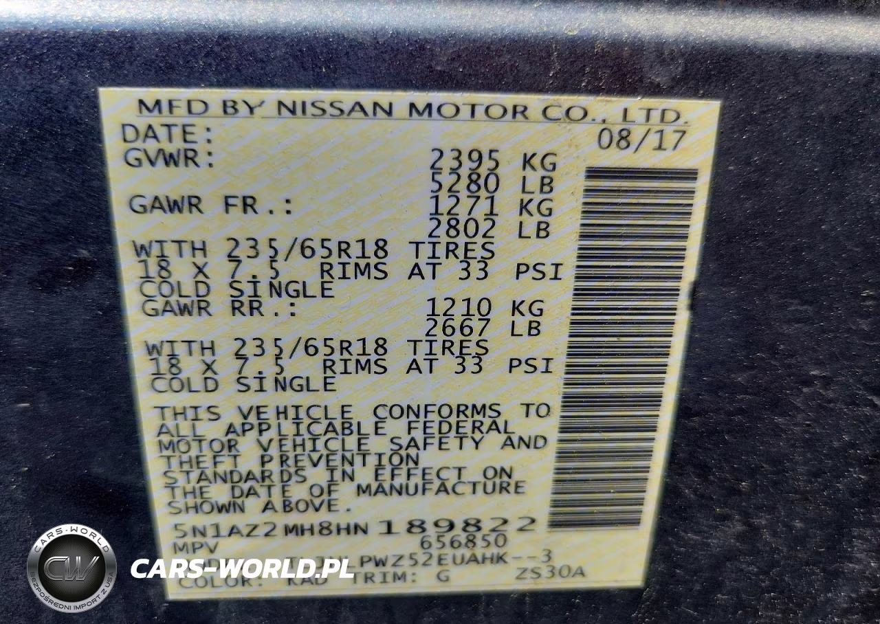 2017 Nissan Murano S VIN:5N1AZ2MH8HN189822 - 13