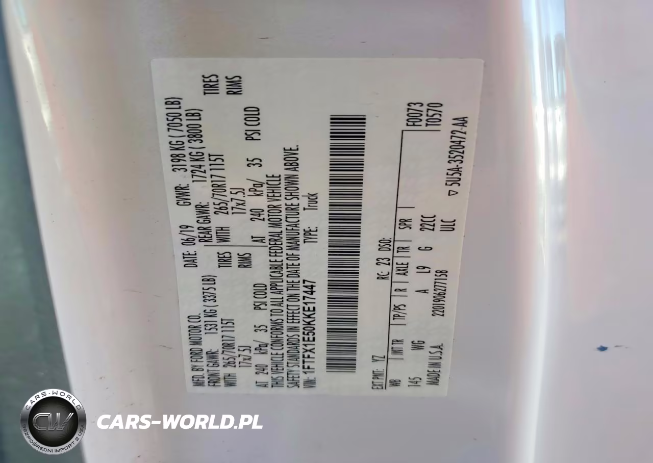 2019 Ford F-150 Styl VIN:1FTFX1E50KKE17447 - 12