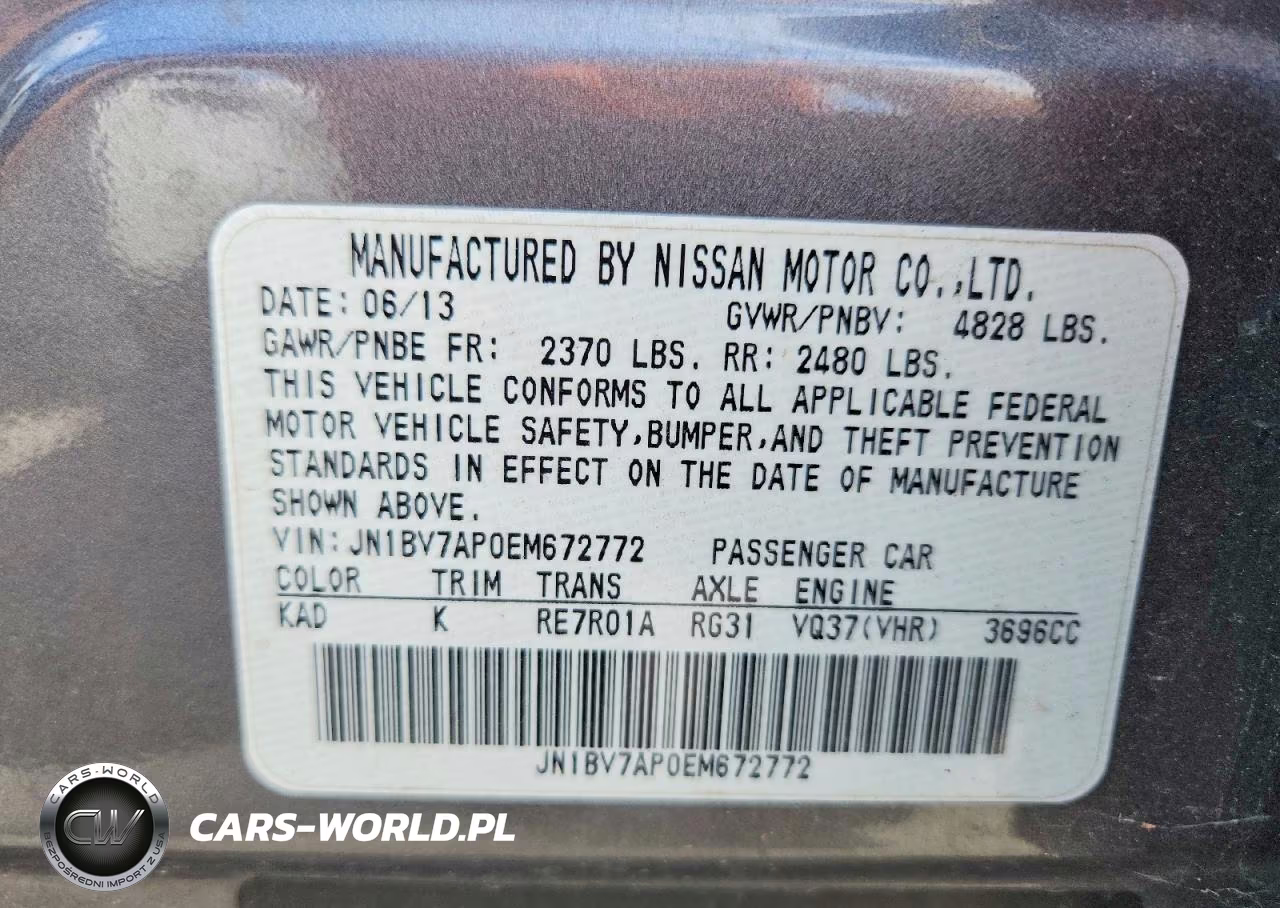2014 Infiniti Q50 Base VIN:JN1BV7AP0EM672772 - 12