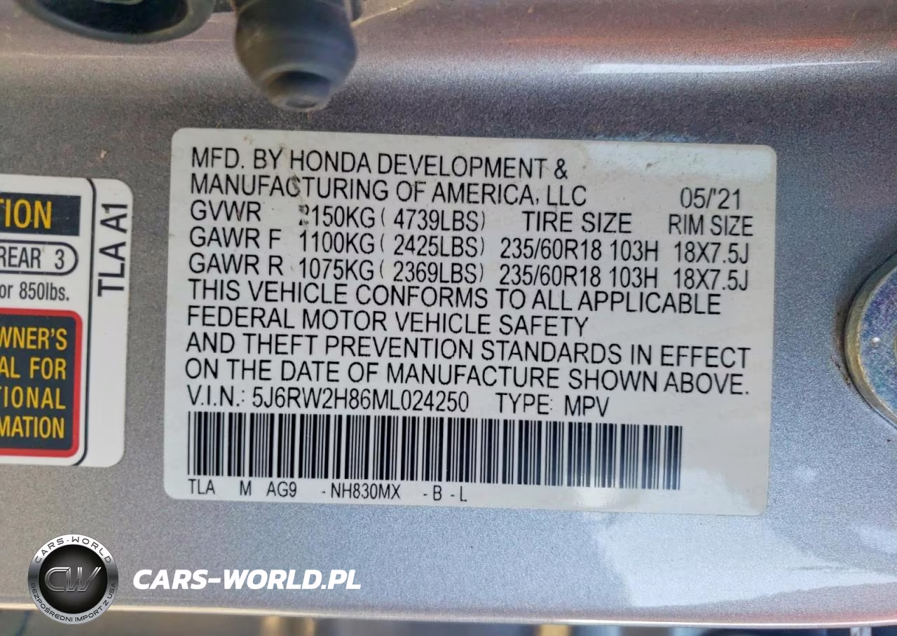 2021 Honda Cr-V Exl VIN:5J6RW2H86ML024250 - 13