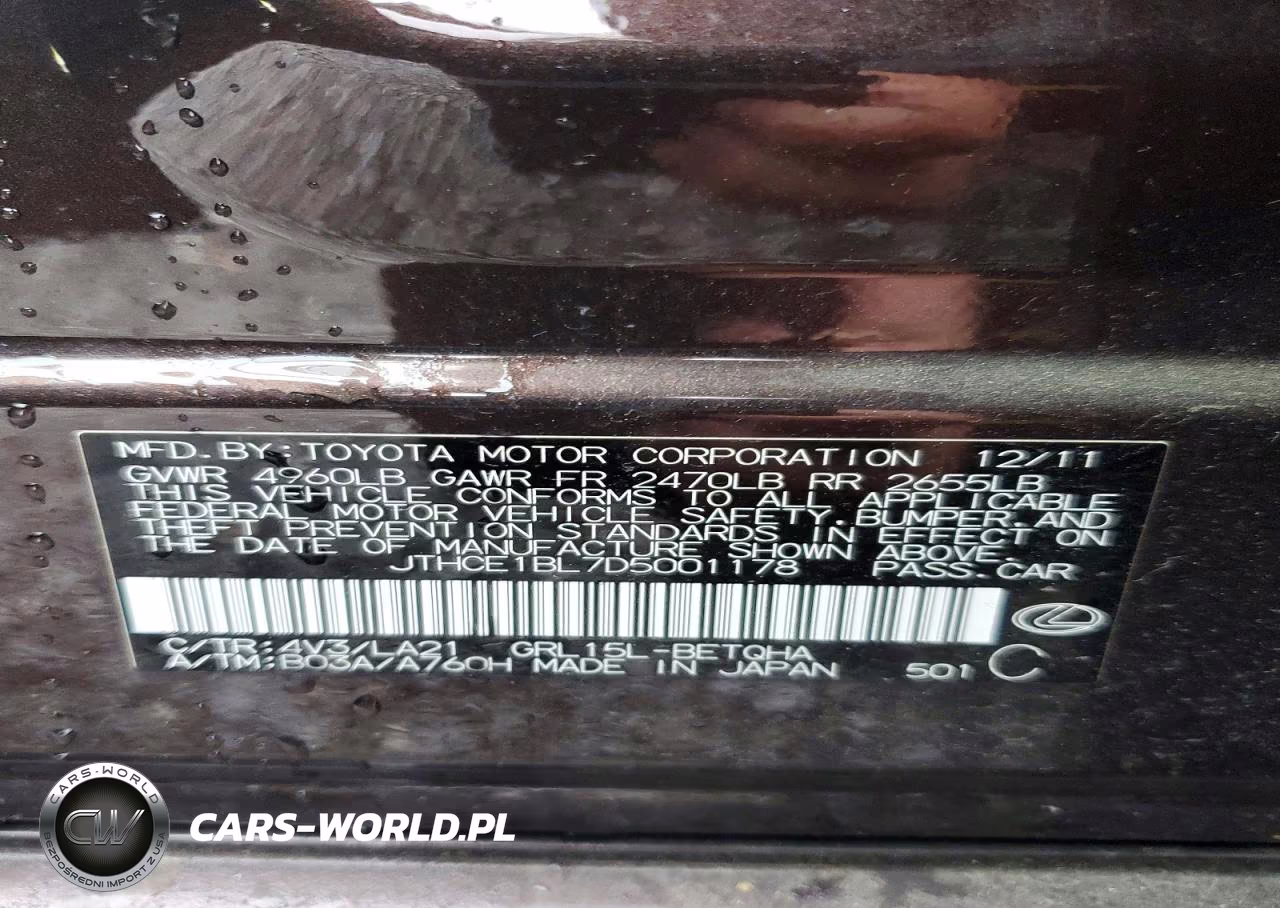 2013 Lexus Gs 350 VIN:JTHCE1BL7D5001178 - 13