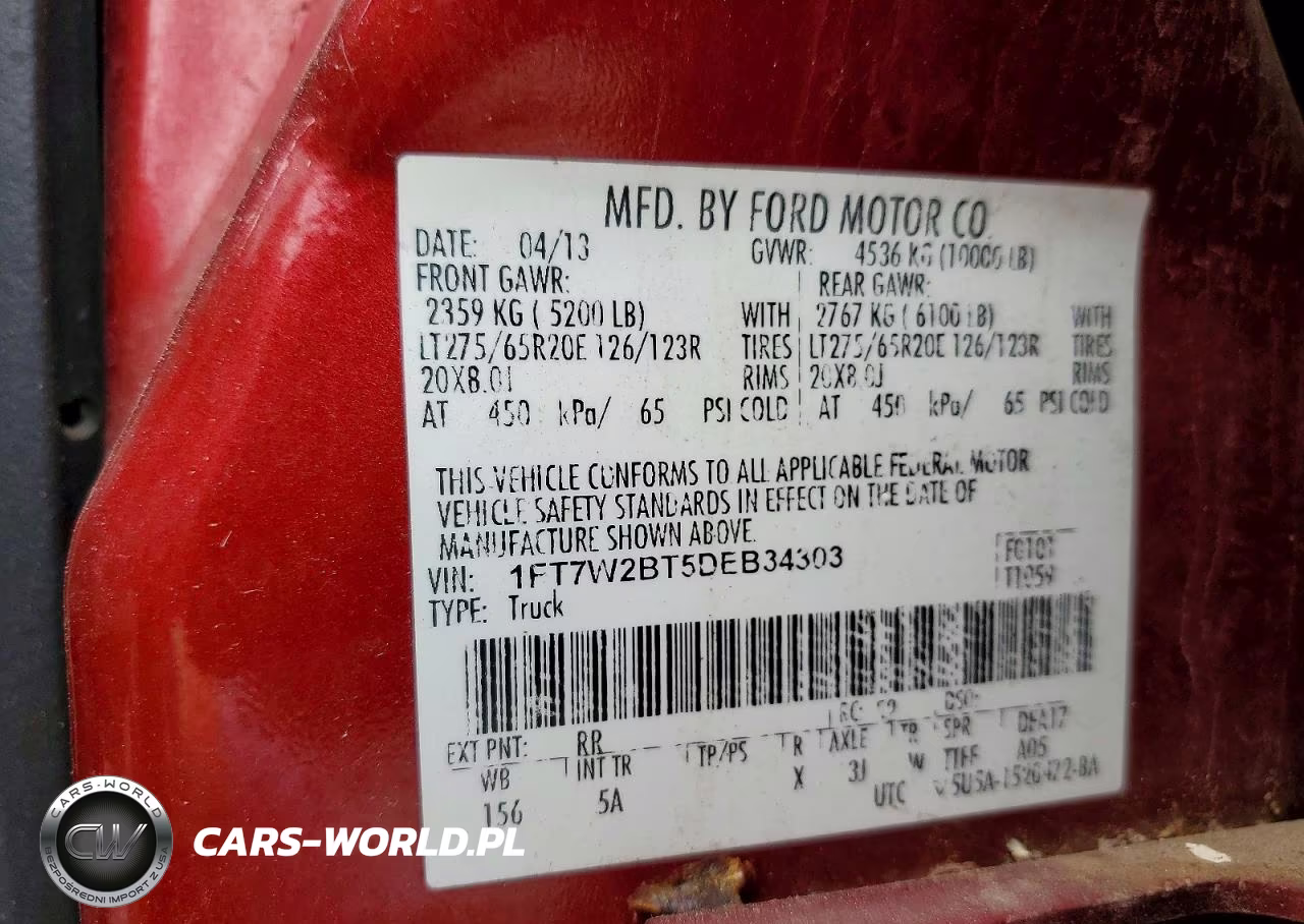 2013 Ford F250 Super Duty VIN:1FT7W2BT5DEB34303 - 12