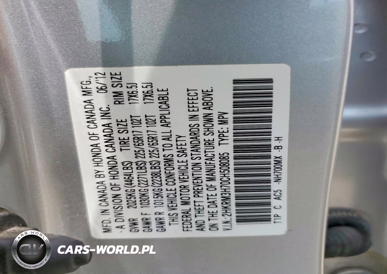 2012 Honda Cr-V Exl VIN:2HKRM3H70CH508085 - 13