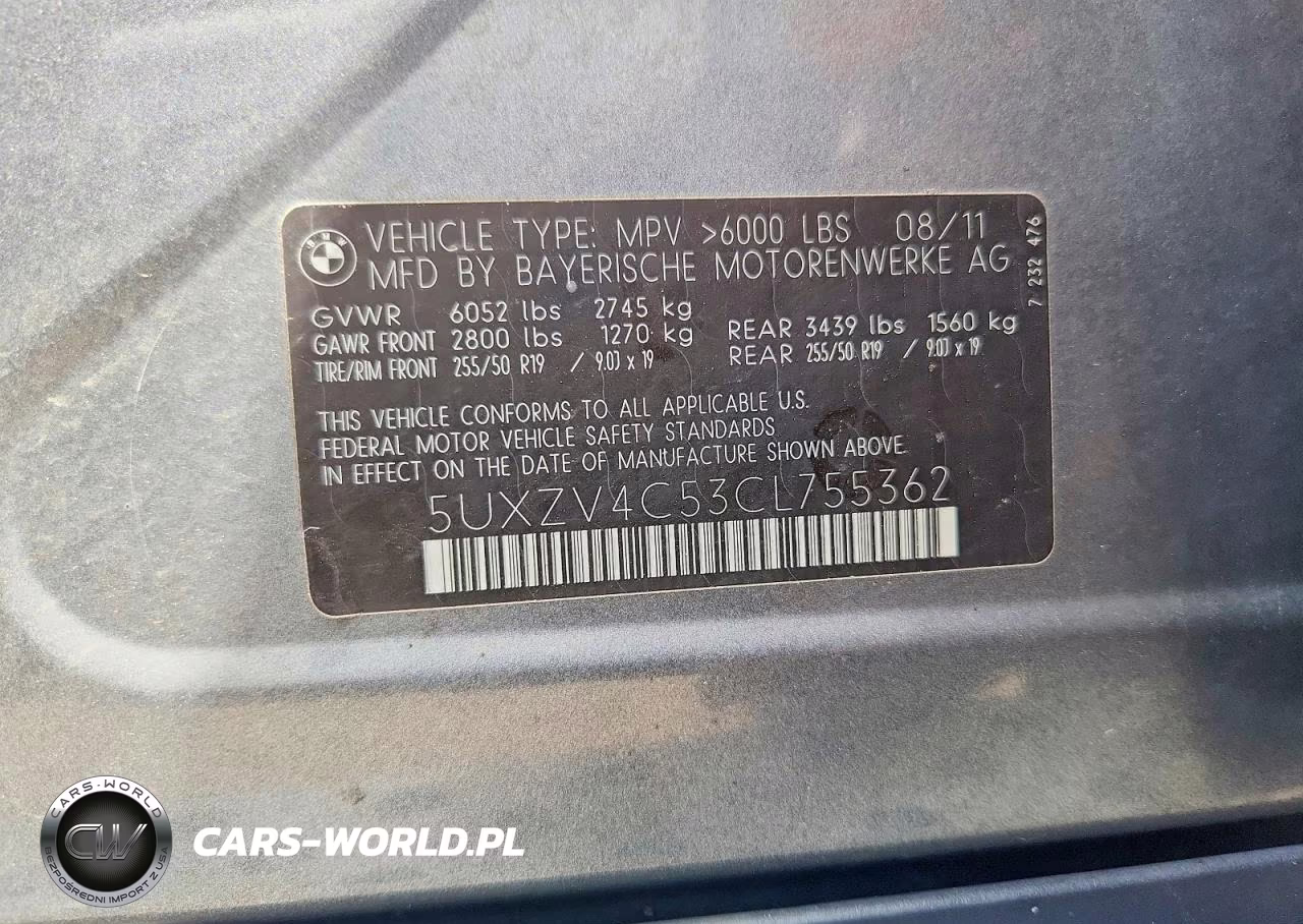 2012 BMW X5 xDrive35I VIN:5UXZV4C53CL755362 - 12