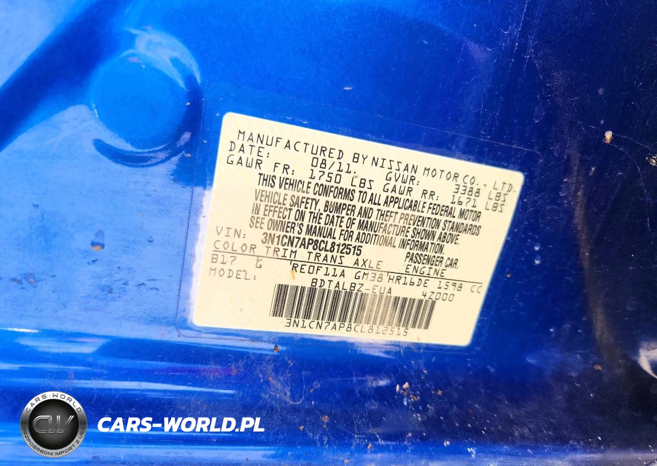 2012 Nissan Versa 1.6 S VIN:3N1CN7AP8CL812515 - 12