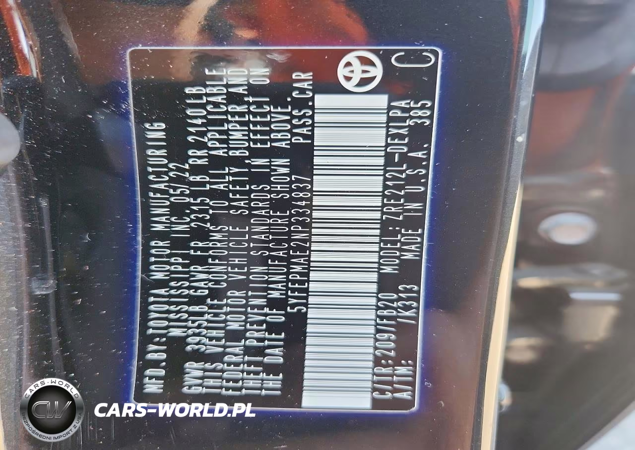 2022 Toyota Corolla Le VIN:5YFEPMAE2NP334837 - 12