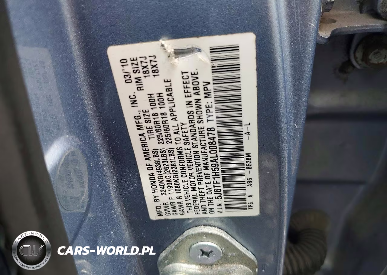 2010 Honda Accord Crosstour Exl VIN:5J6TF1H59AL008478 - 12