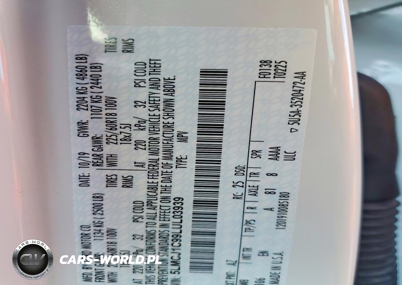 2020 Lincoln Corsair VIN:5LMCJ1C99LUL03939 - 14