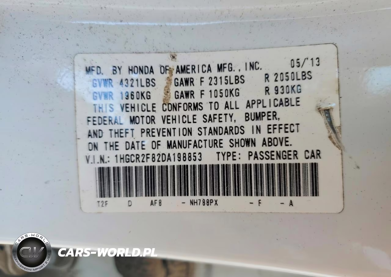 2013 Honda Accord Exl VIN:1HGCR2F82DA198853 - 12