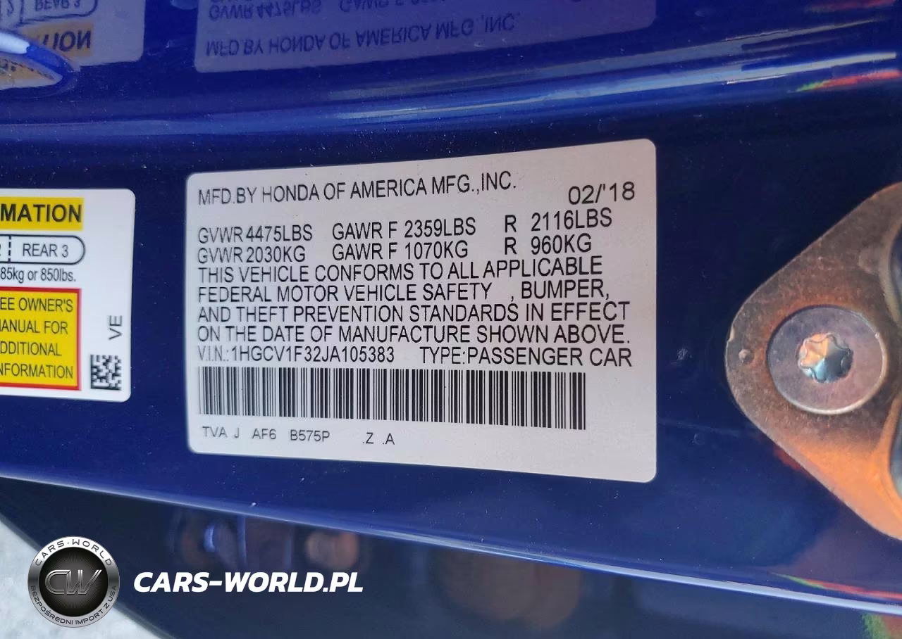 2018 Honda Accord Sport VIN:1HGCV1F32JA105383 - 12