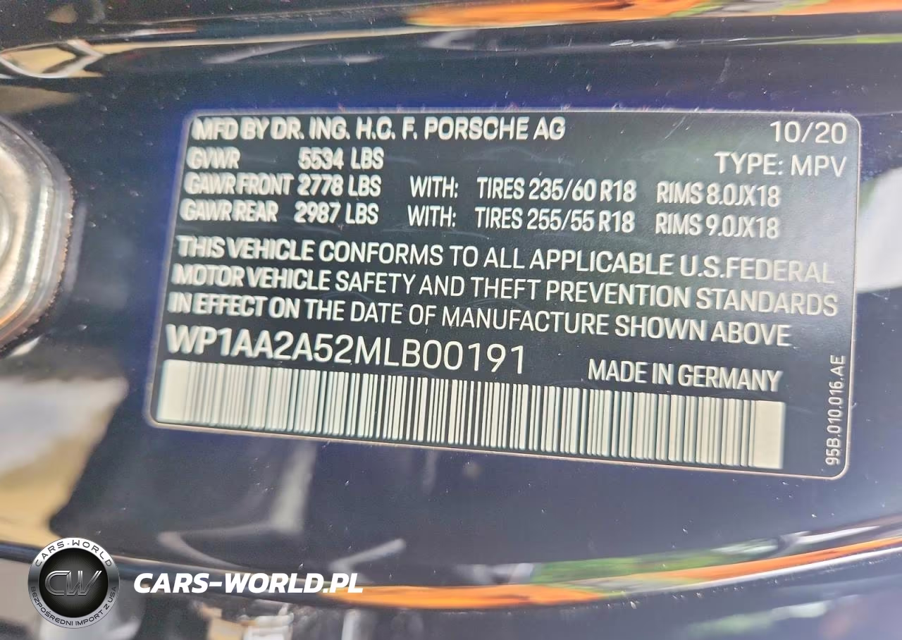 2021 Porsche Macan VIN:WP1AA2A52MLB00191 - 14