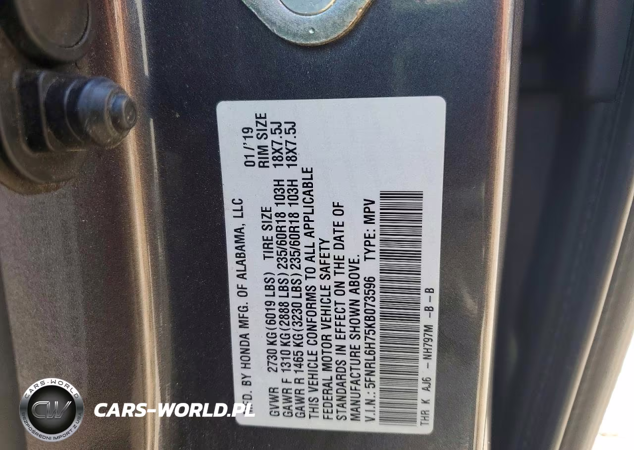 2019 Honda Odyssey Exl VIN:5FNRL6H75KB073596 - 13