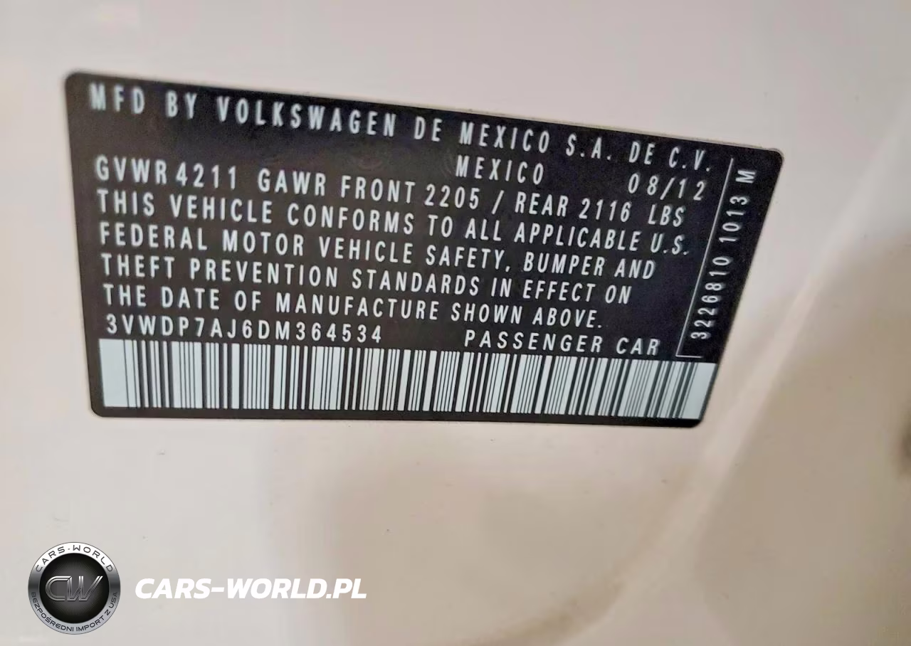 2013 Volkswagen Jetta Se VIN:3VWDP7AJ6DM364534 - 12