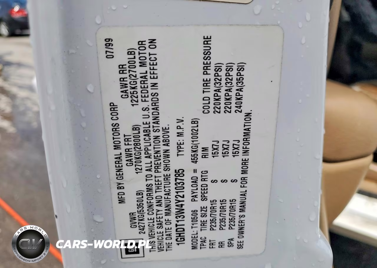 2000 Oldsmobile Bravada VIN:1GHDT13W4Y2103785 - 13