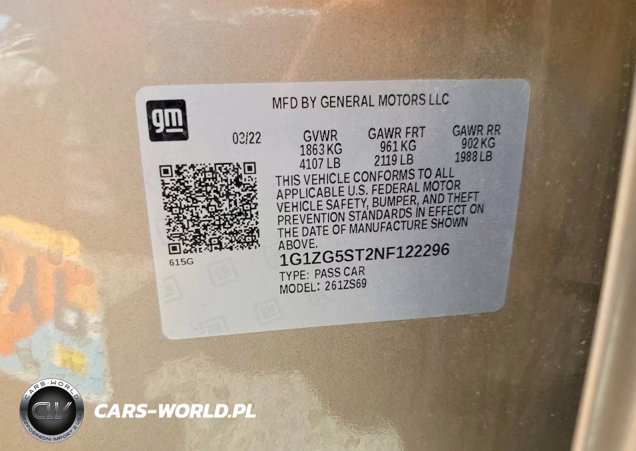 2022 Chevrolet Malibu Rs VIN:1G1ZG5ST2NF122296 - 12