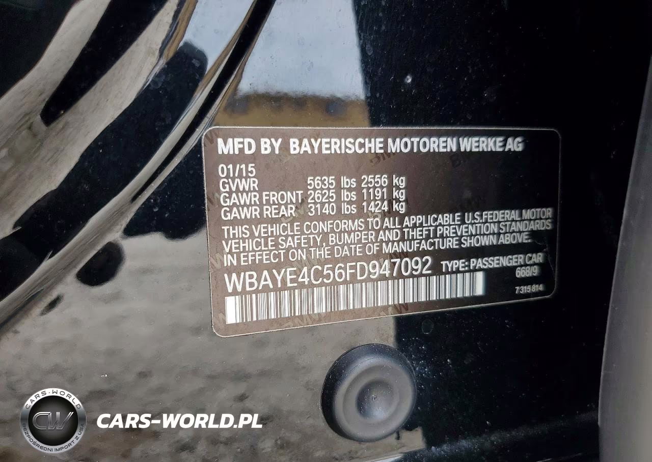 2015 BMW 740 Li VIN:WBAYE4C56FD947092 - 12
