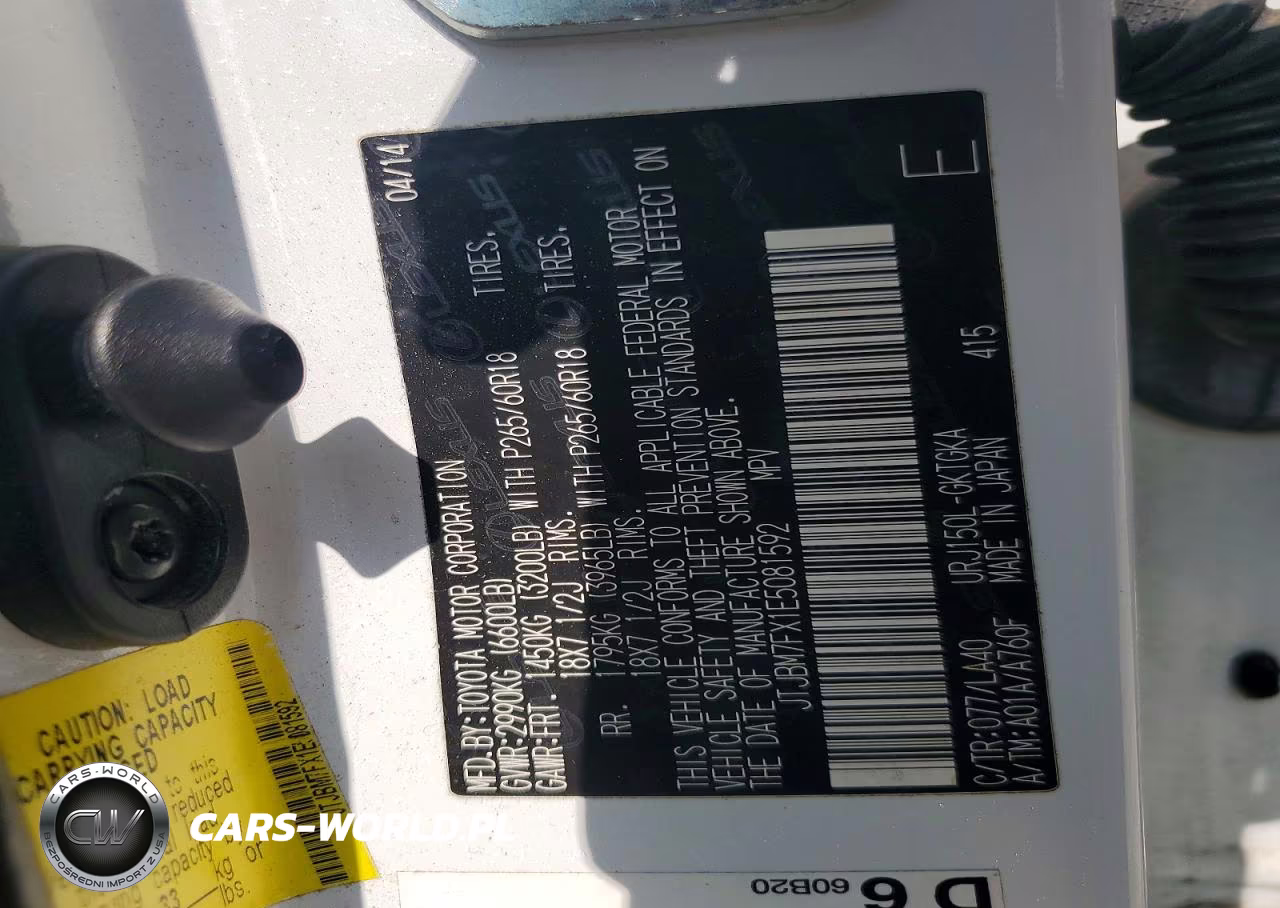2014 Lexus Gx 460 VIN:JTJBM7FX1E5081592 - 13
