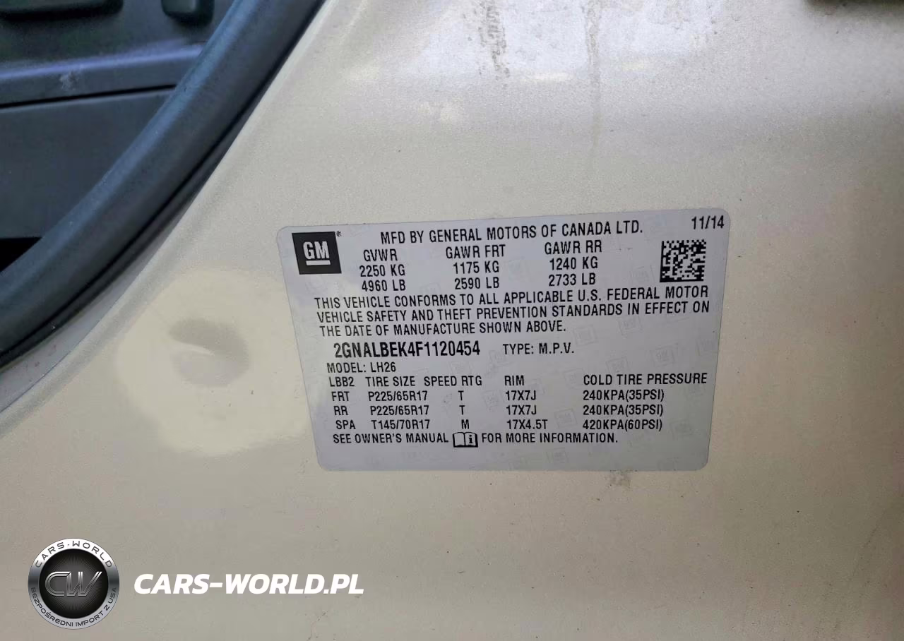 2015 Chevrolet Equinox Lt VIN:2GNALBEK4F1120454 - 14