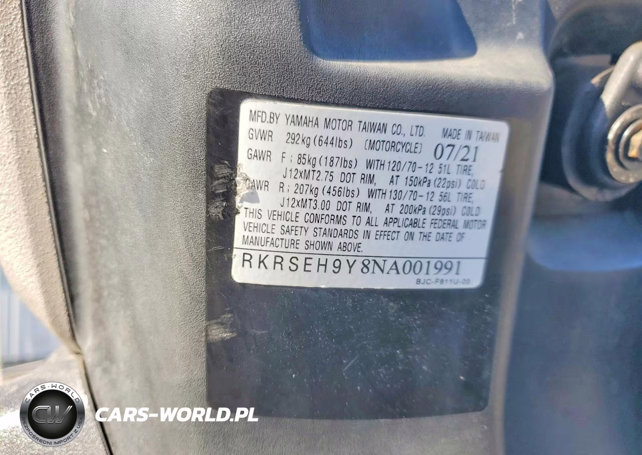 2022 Yamaha Yw125 VIN:RKRSEH9Y8NA001991 - 9