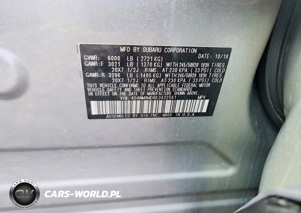 2019 Subaru Ascent Limited VIN:4S4WMAMD8K3432561 - 13