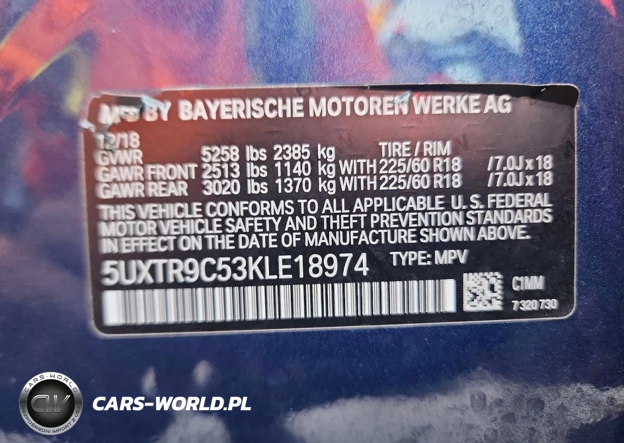2019 BMW X3 xDrive30I VIN:5UXTR9C53KLE18974 - 13