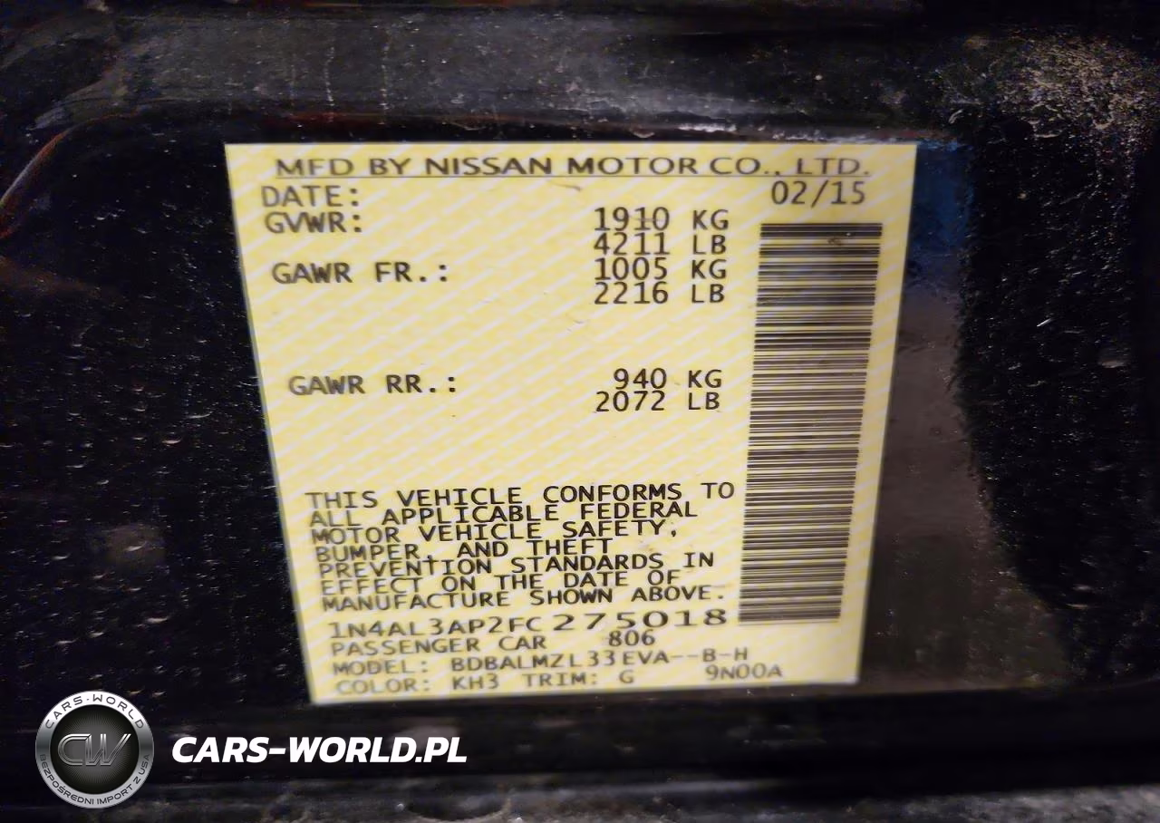 2015 Nissan Altima 2.5 Sv VIN:1N4AL3AP2FC275018 - 12
