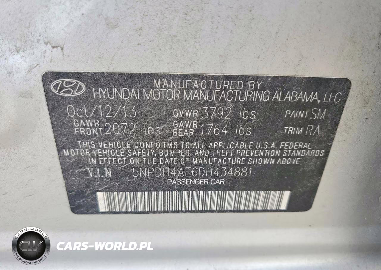 2013 Hyundai Elantra Gls VIN:5NPDH4AE6DH434881 - 12