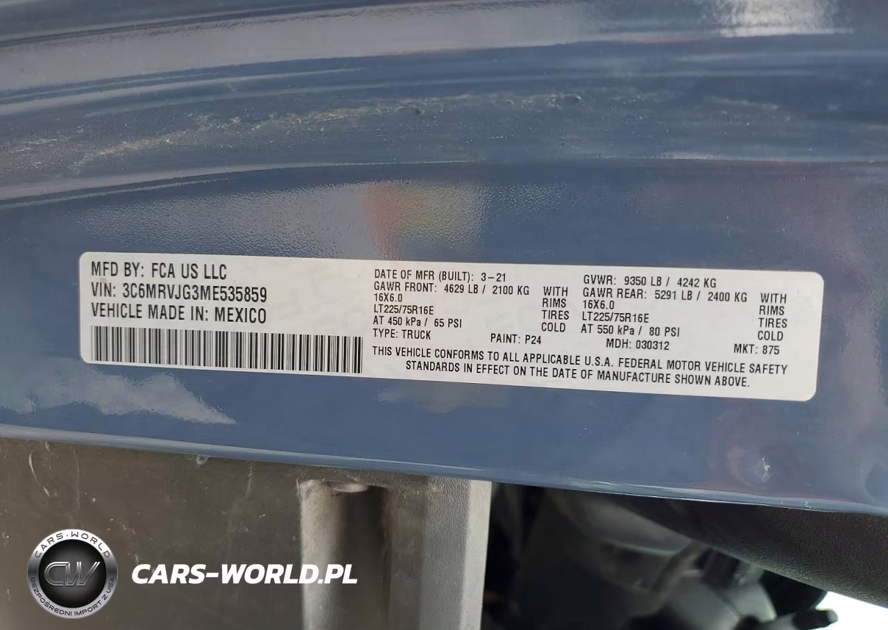 2021 Ram Promaster 3500 Delivery Van VIN:3C6MRVJG3ME535859 - 13