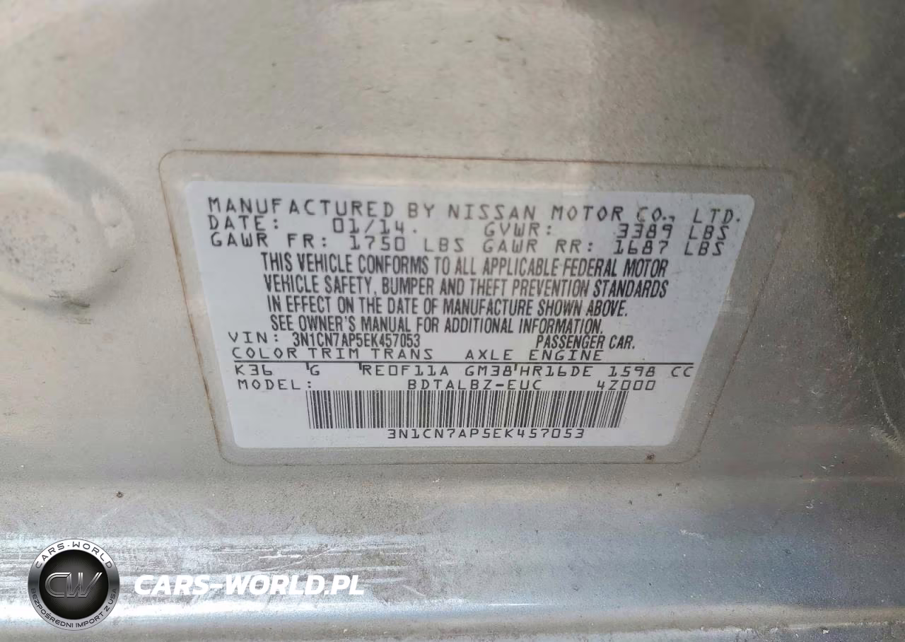 2014 Nissan Versa 1.6 Sv VIN:3N1CN7AP5EK457053 - 12