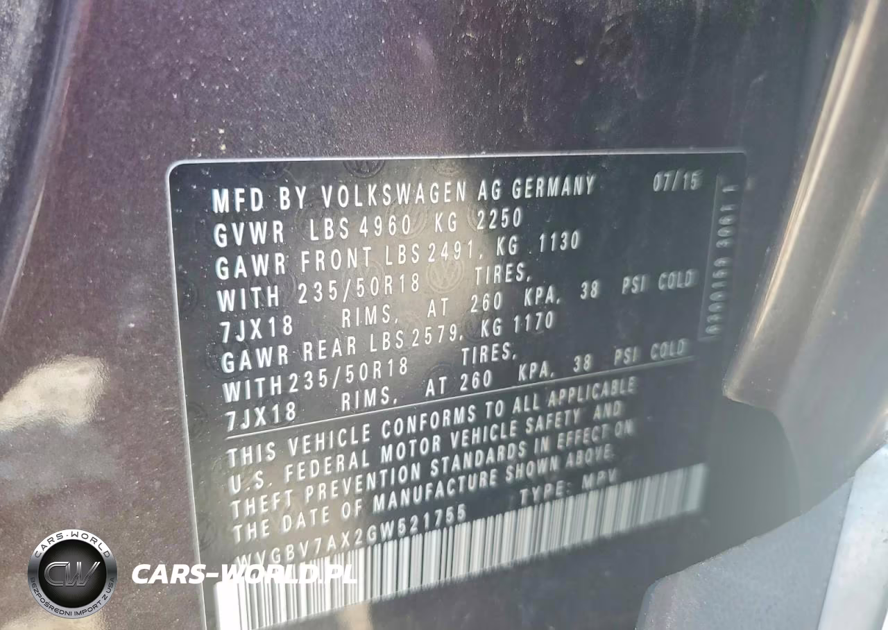 2016 Volkswagen Tiguan S VIN:WVGBV7AX2GW521755 - 13