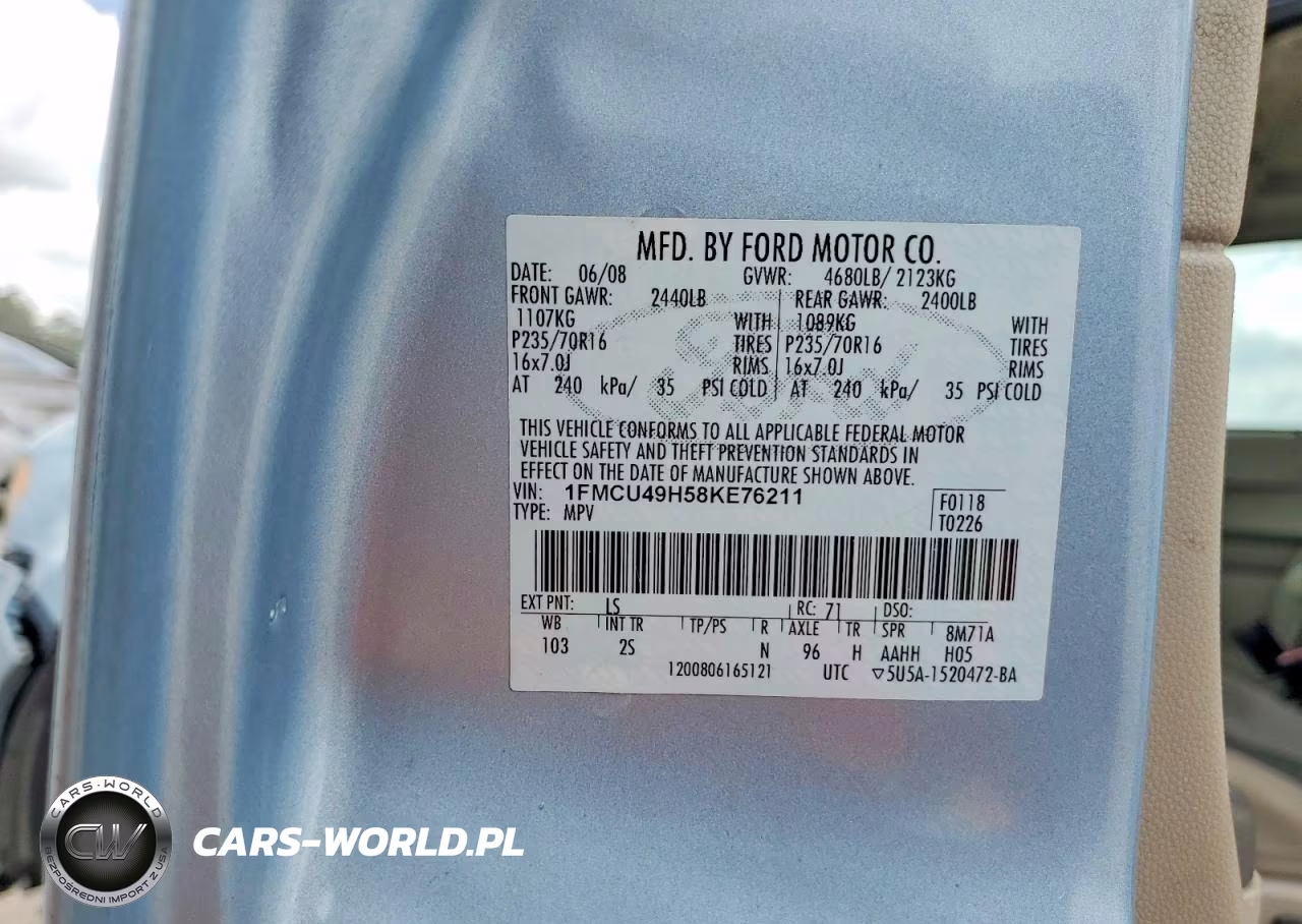 2008 Ford Escape Hev VIN:1FMCU49H58KE76211 - 13