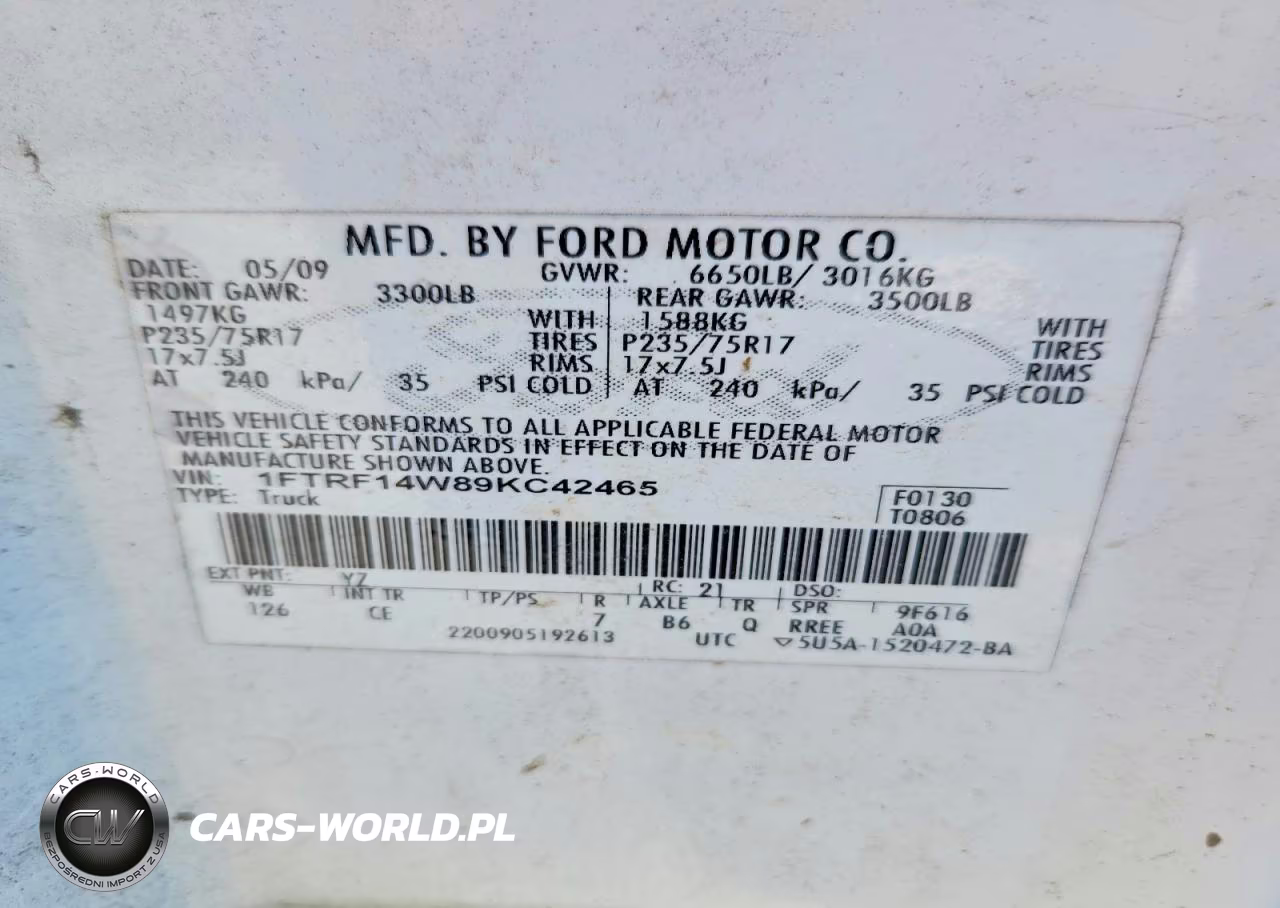 2009 Ford F150 VIN:1FTRF14W89KC42465 - 12