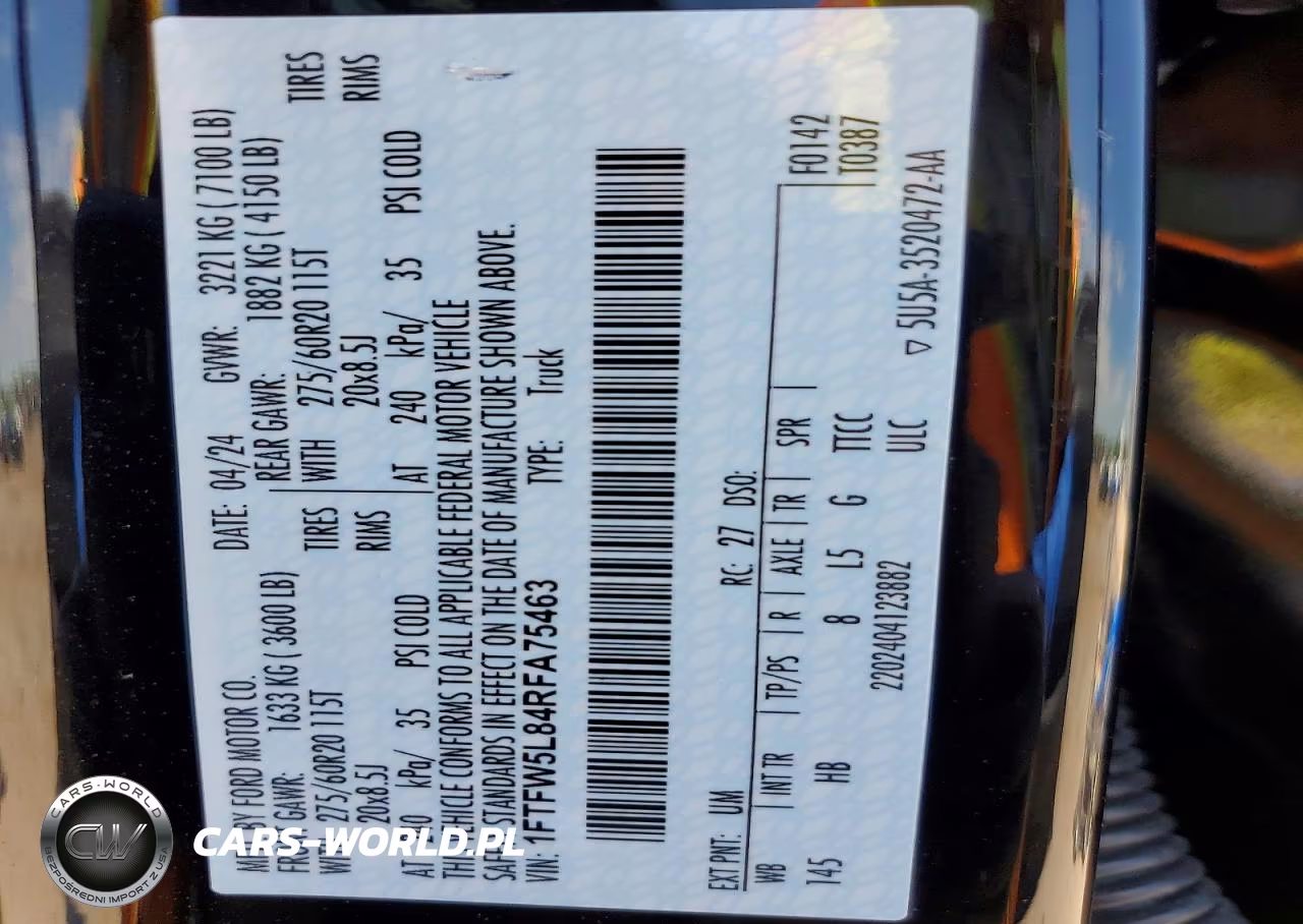 2024 Ford F150 Lariat VIN:1FTFW5L84RFA75463 - 12