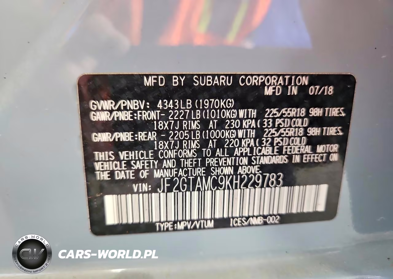 2019 SUBARU CROSSTREK VIN:JF2GTAMC9KH229783 - 13