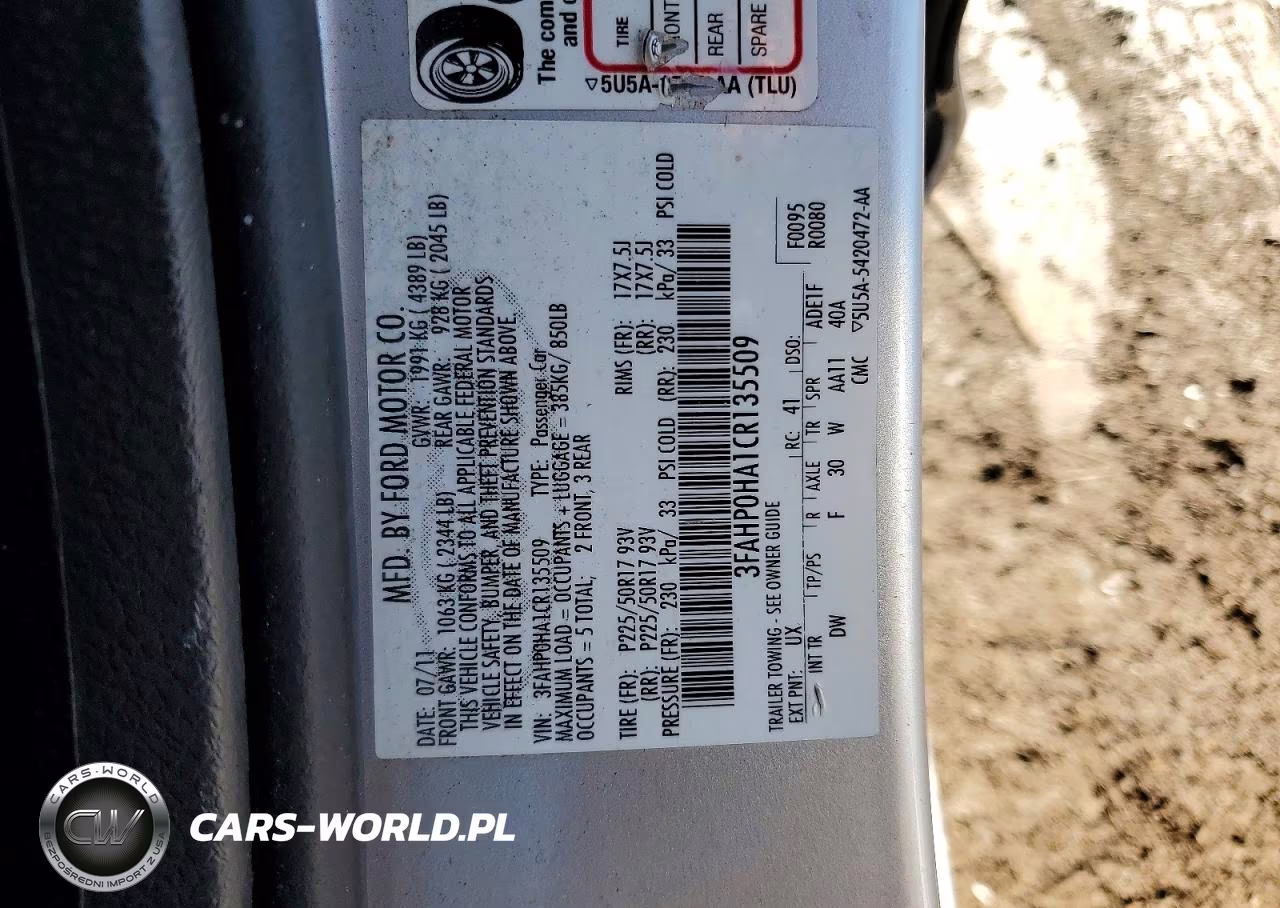 2012 Ford Fusion Se VIN:3FAHP0HA1CR135509 - 12