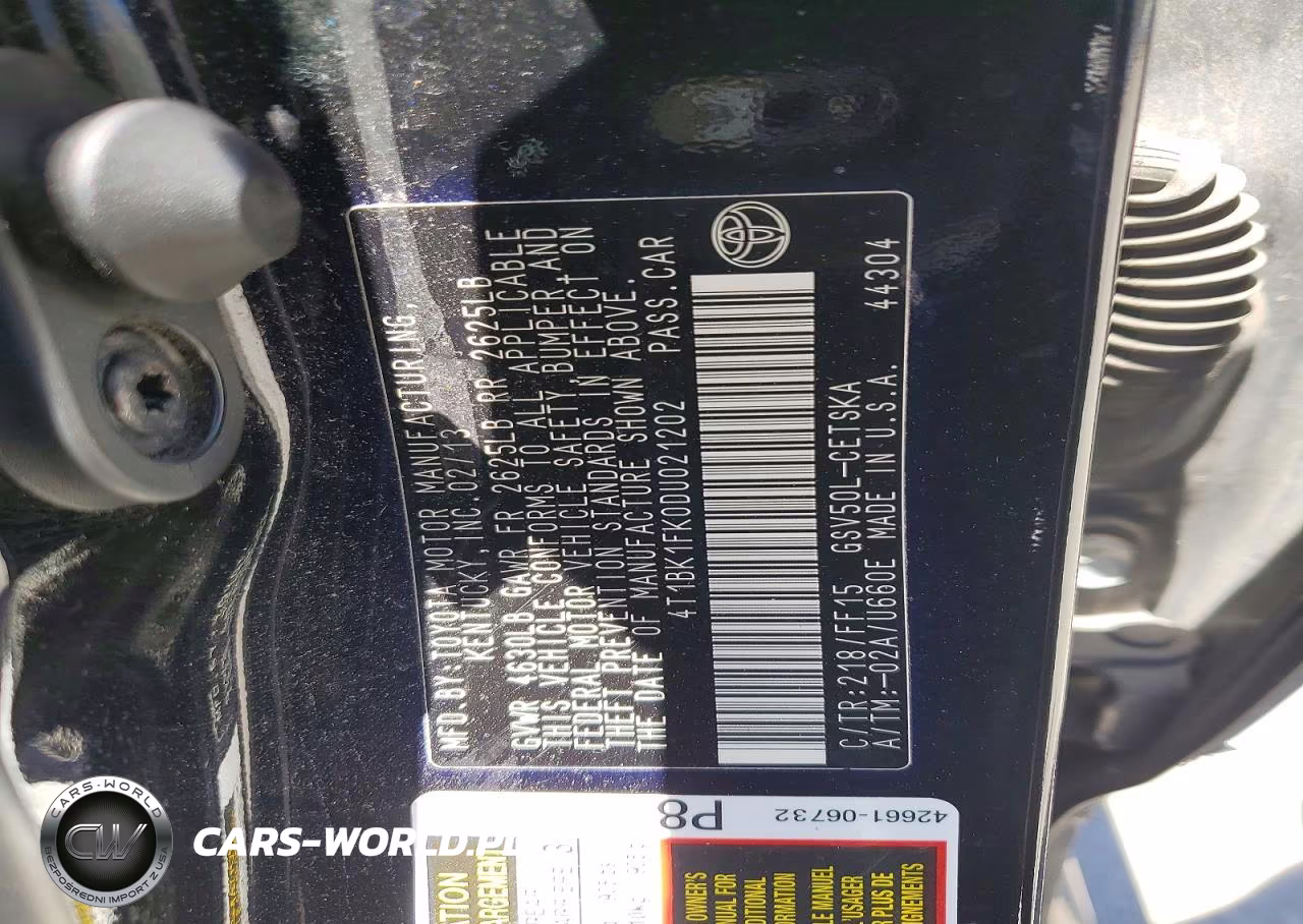 2013 Toyota Camry Se V6 VIN:4T1BK1FK0DU021202 - 12