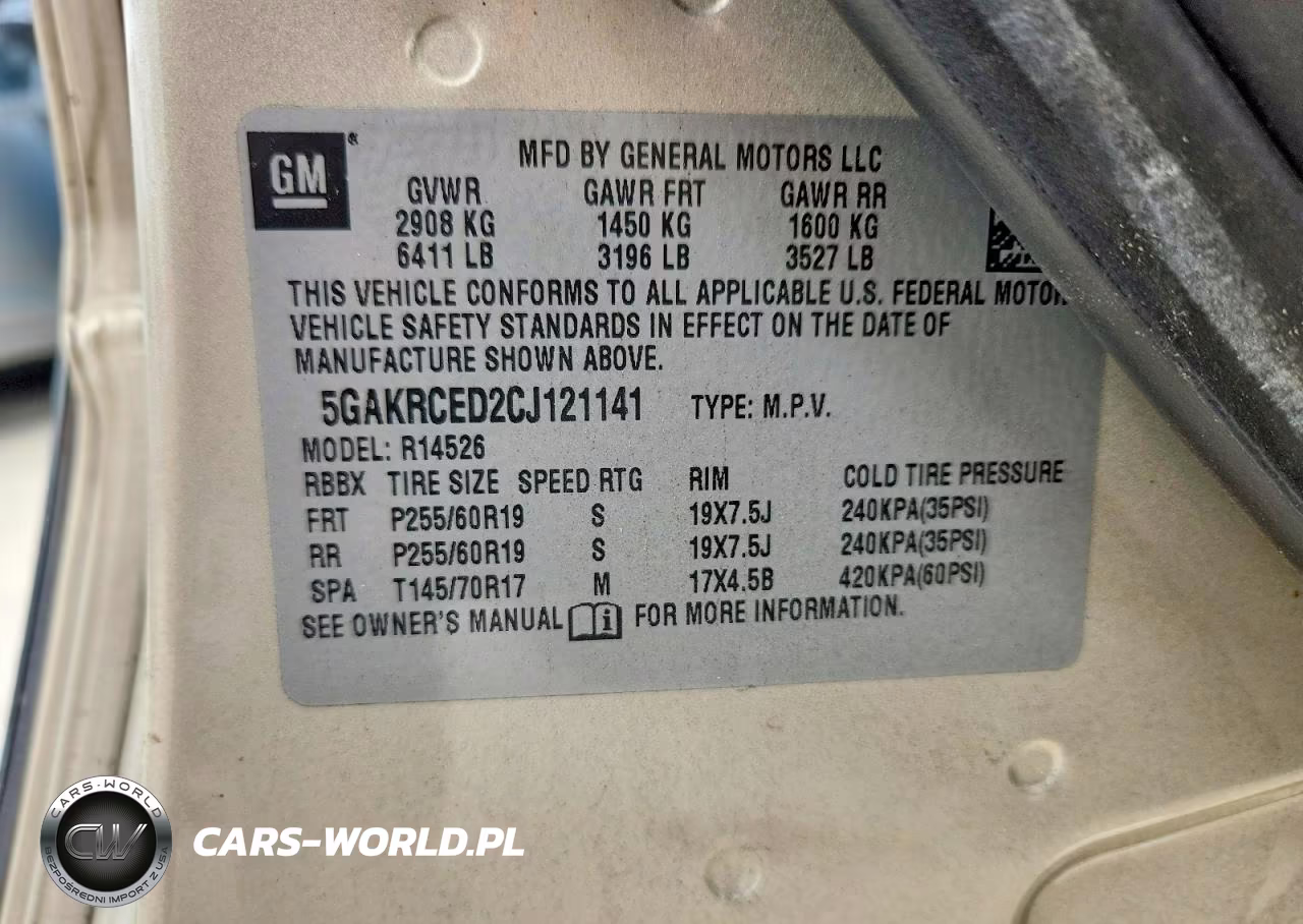 2012 Buick Enclave VIN:5GAKRCED2CJ121141 - 13