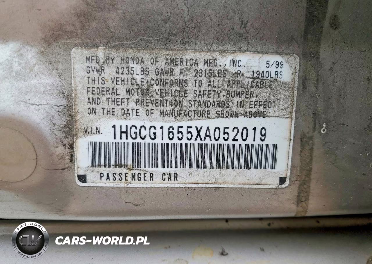 1999 Honda Accord Ex VIN:1HGCG1655XA052019 - 12
