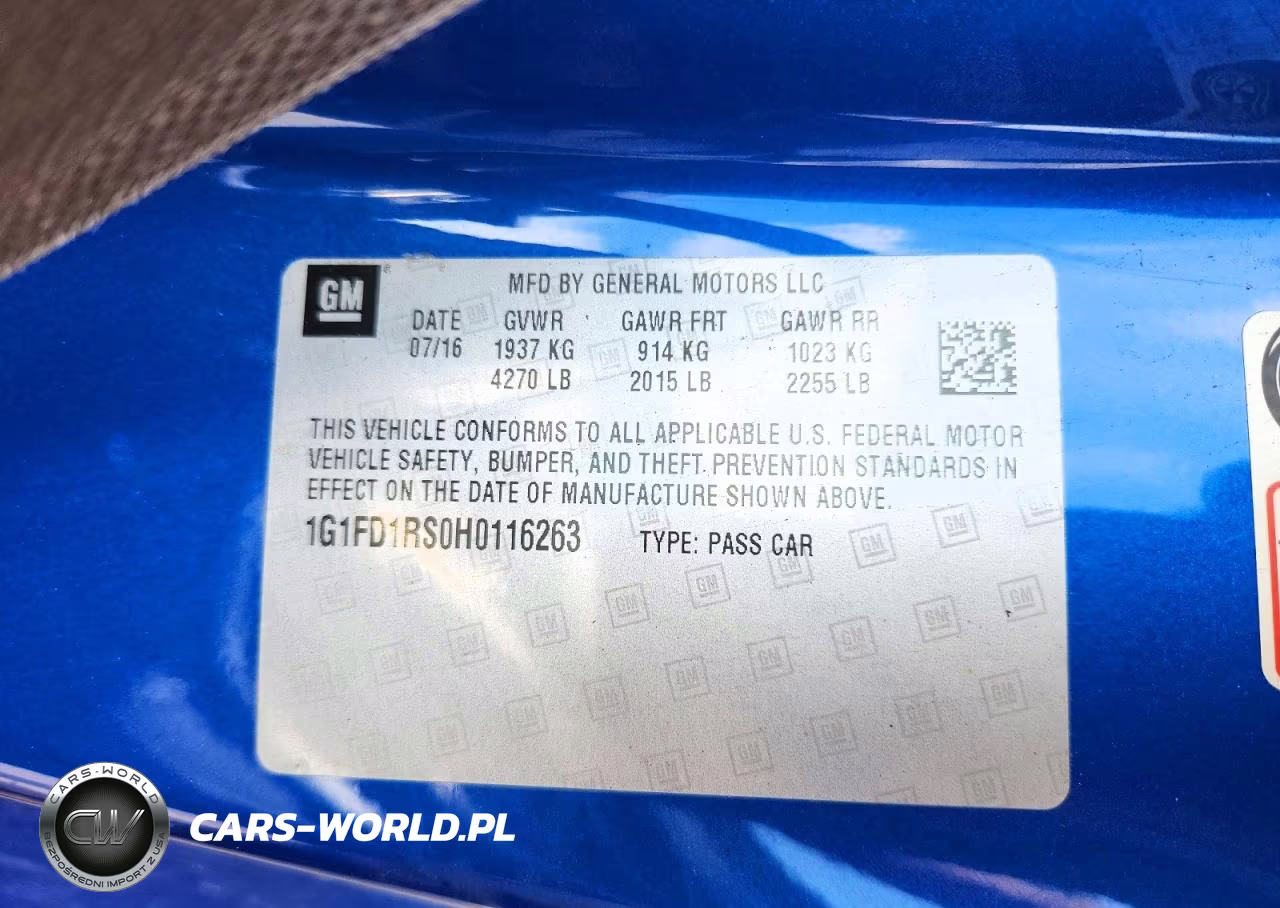 2017 Chevrolet Camaro Lt VIN:1G1FD1RS0H0116263 - 12