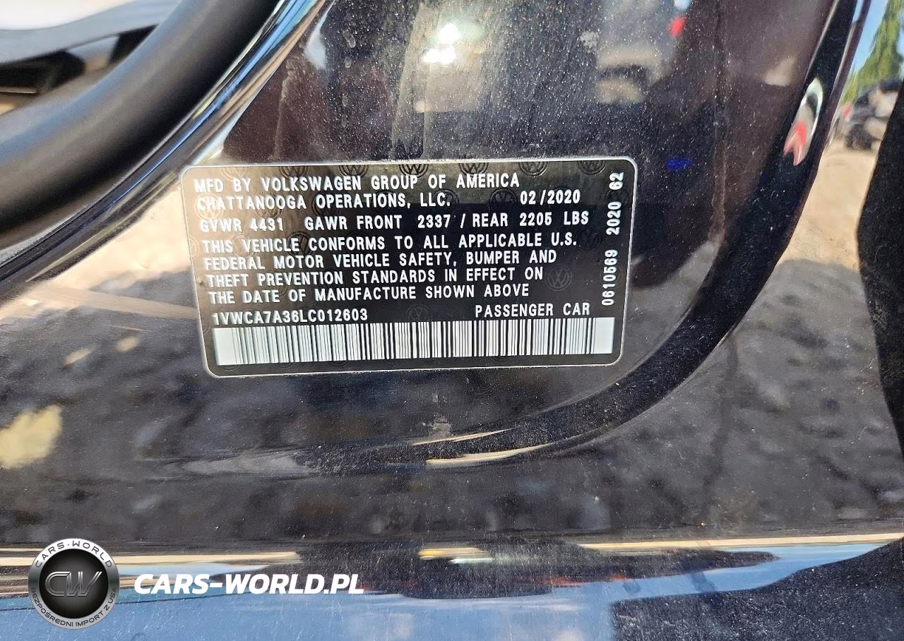 2020 Volkswagen Passat Sel VIN:1VWCA7A36LC012603 - 12