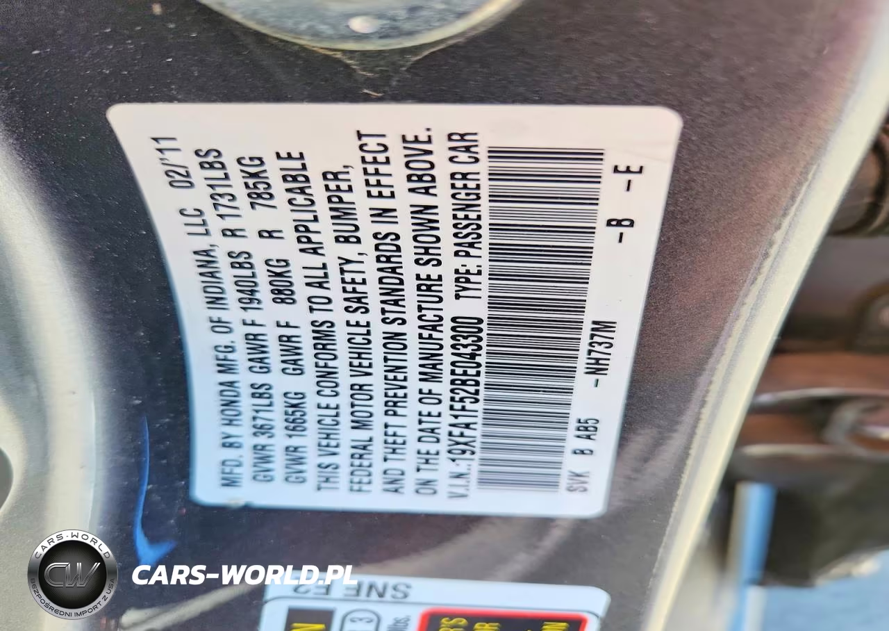 2011 Honda Civic Lx VIN:19XFA1F52BE043300 - 12