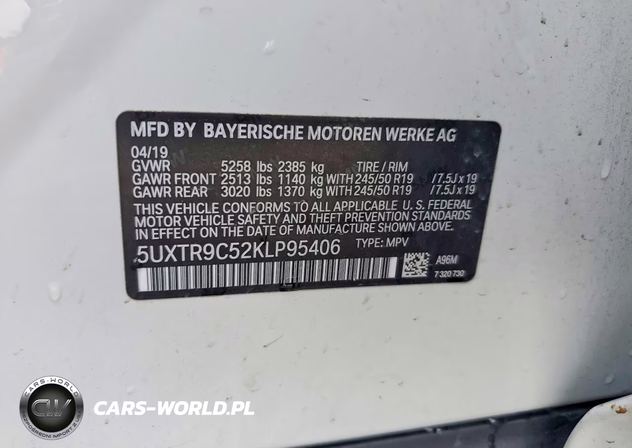 2019 BMW X3 xDrive30I VIN:5UXTR9C52KLP95406 - 13