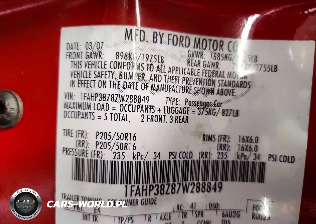 2007 Ford Focus St VIN:1FAHP38Z87W288849 - 12