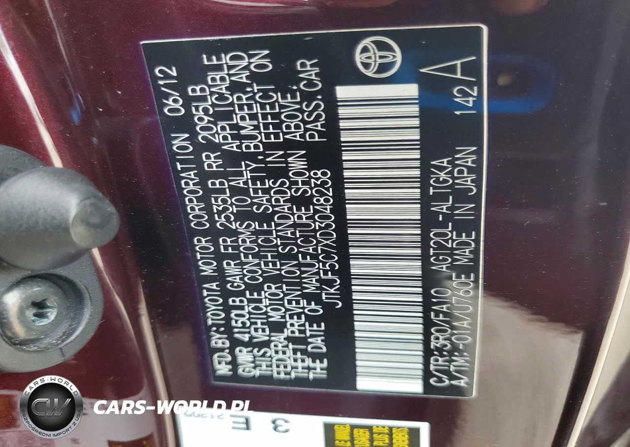 2013 SCION TC VIN:JTKJF5C7XD3048238 - 12