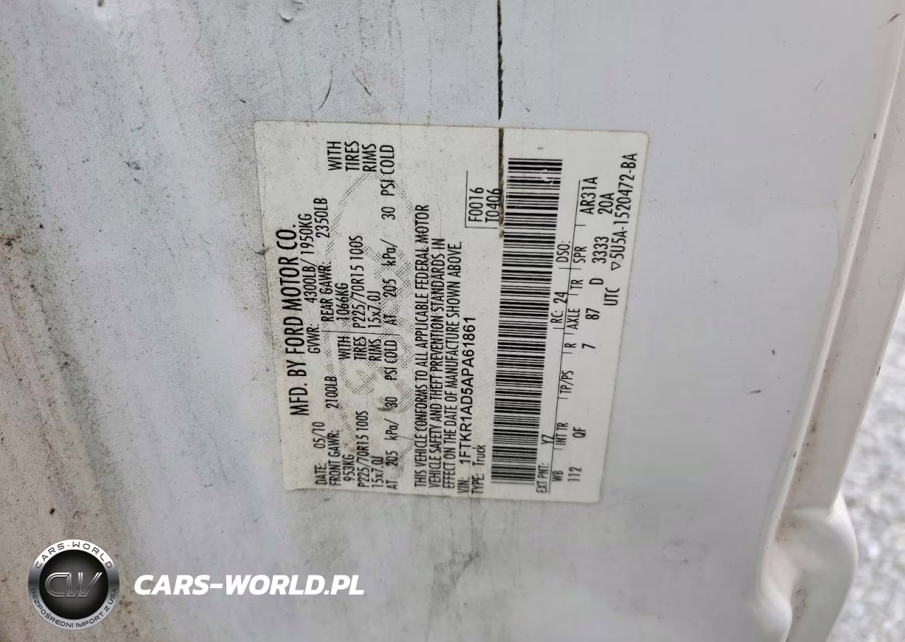 2010 Ford Ranger VIN:1FTKR1AD5APA61861 - 12