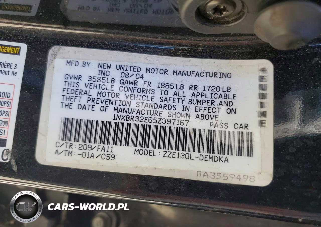 2005 Toyota Corolla Ce VIN:1NXBR32E65Z397167 - 12