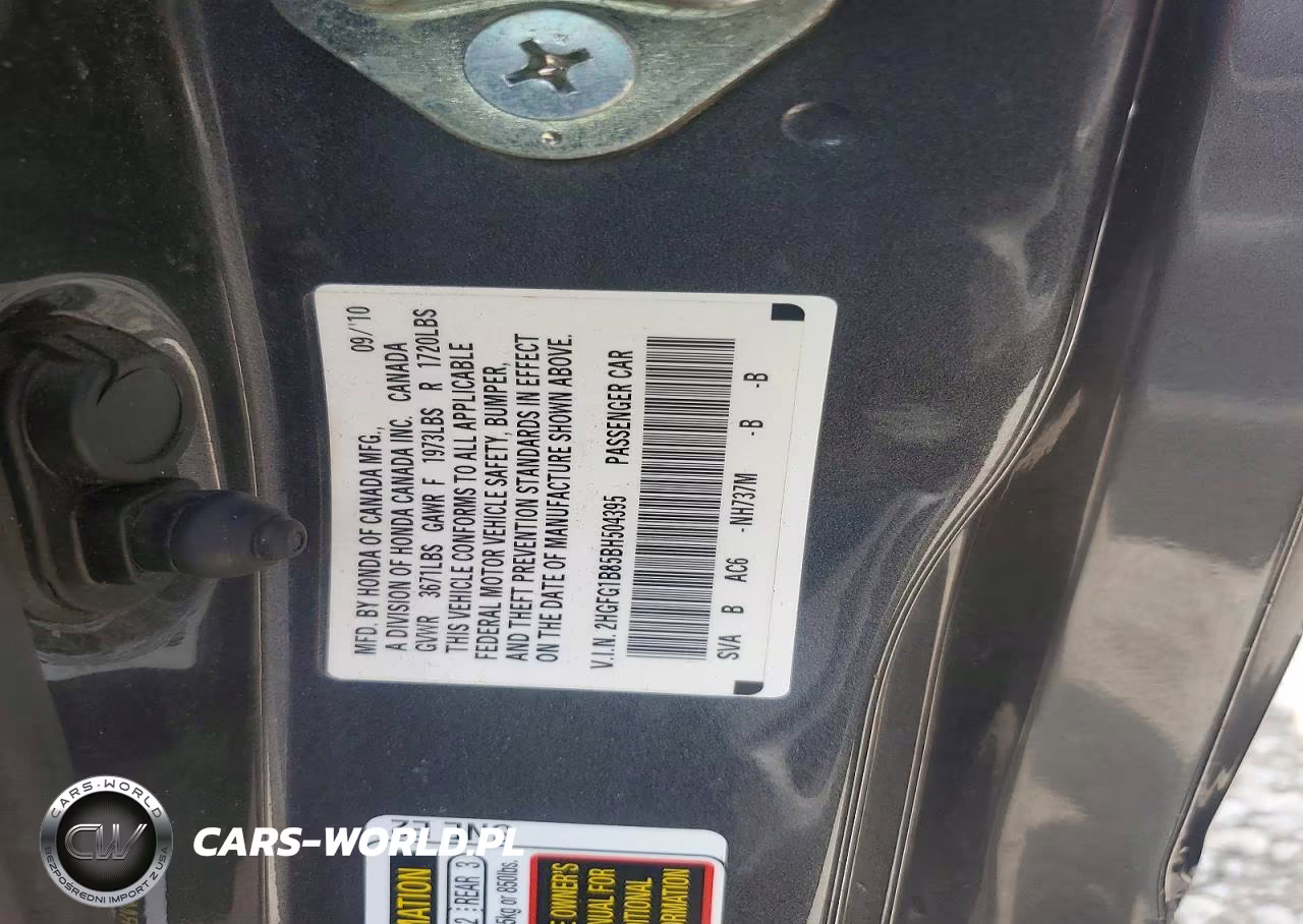2011 Honda Civic Ex VIN:2HGFG1B85BH504395 - 12