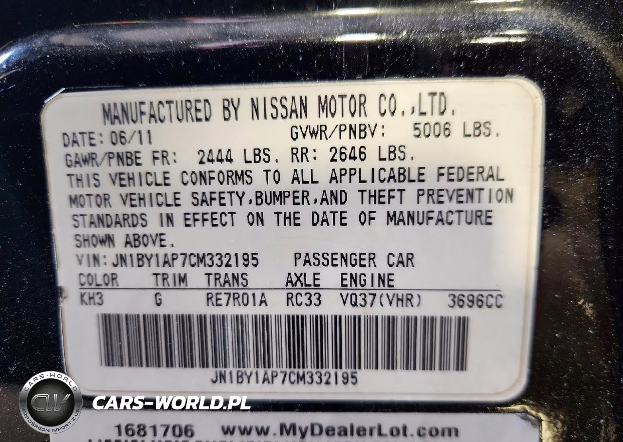 2012 Infiniti M37 Base VIN:JN1BY1AP7CM332195 - 12